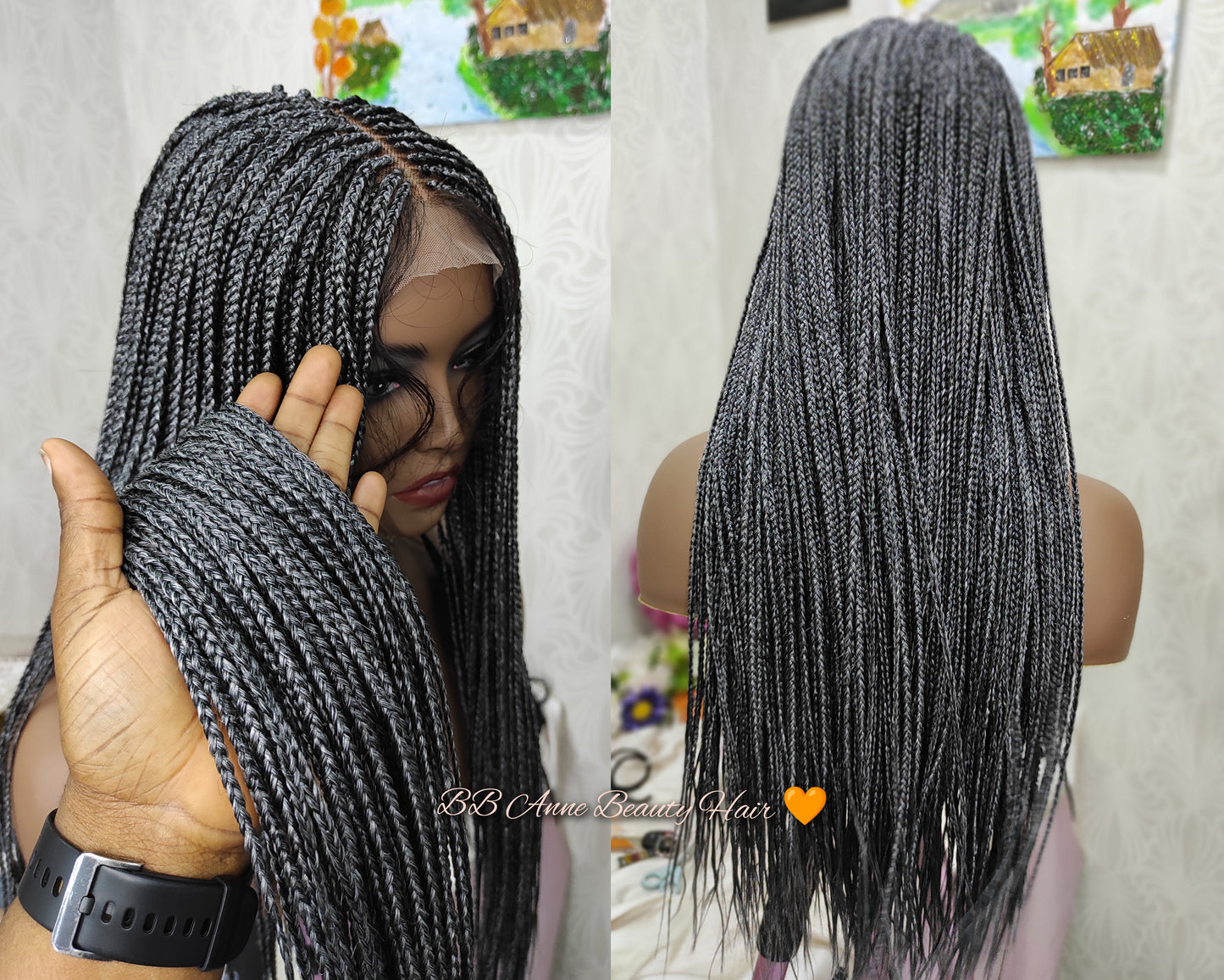 Microtresses 24" | Fermeture | Sel et poivre | Gris | Prêt à expédier