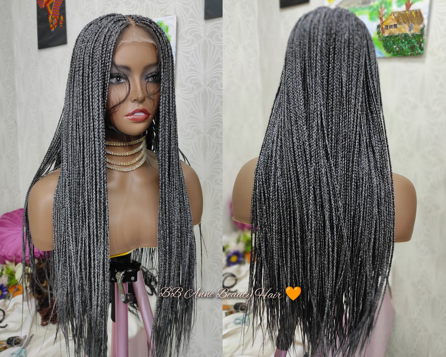 Microtresses 24" | Fermeture | Sel et poivre | Gris | Prêt à expédier