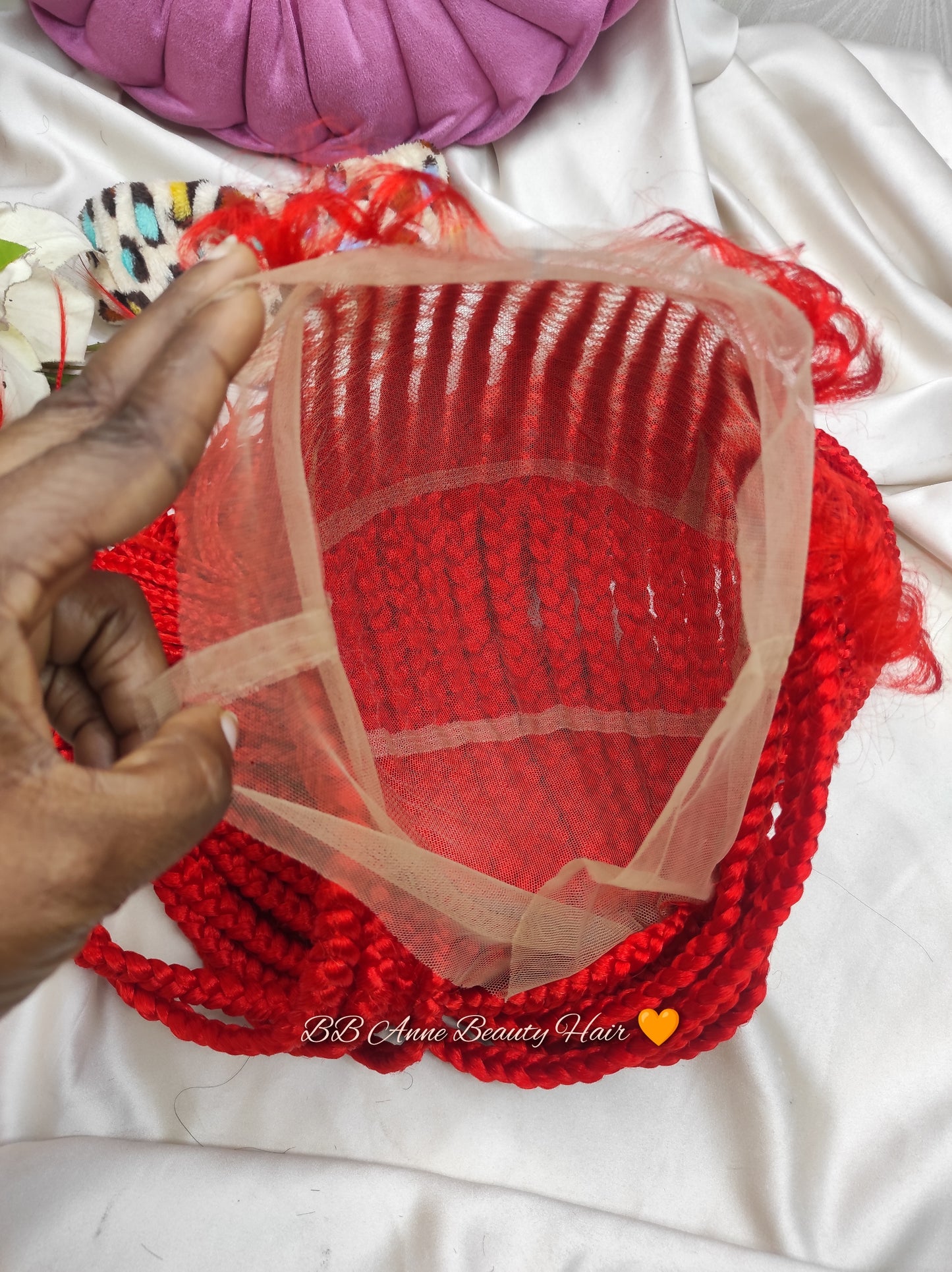 TRESSES ARRIÈRE + Motif cœur | Dentelle intégrale | Racines colorées
