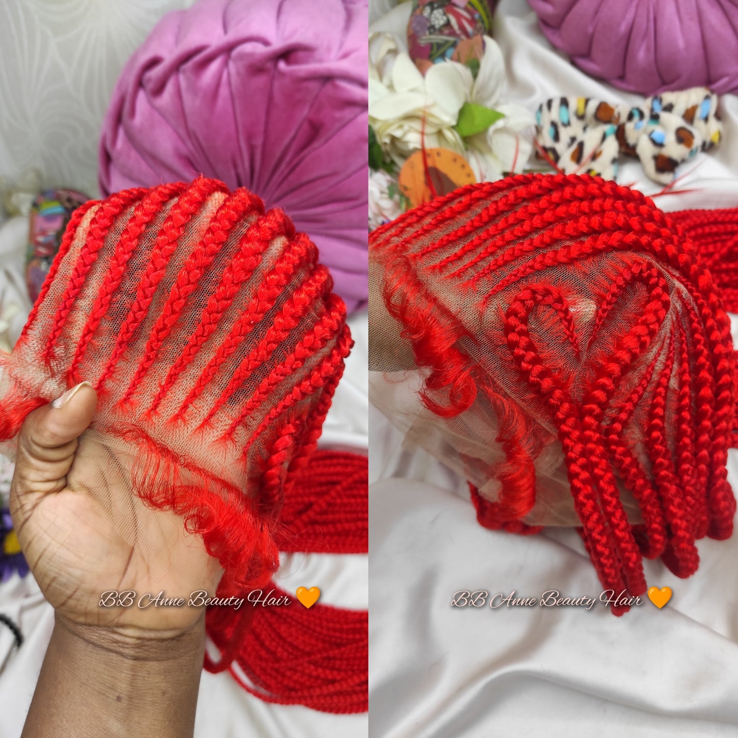 TRESSES ARRIÈRE + Motif cœur | Dentelle intégrale | Racines colorées