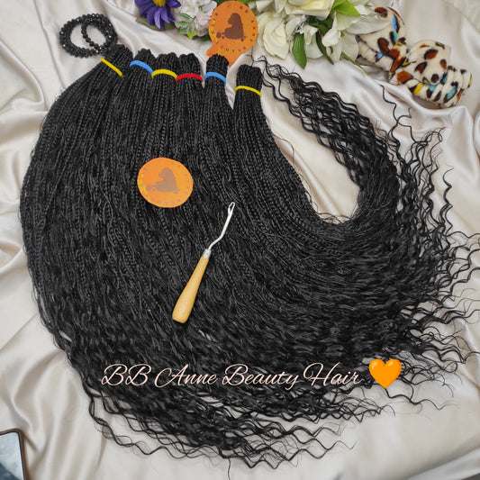 BOHO BOX BRAIDS || Crochet || 100% Human Hair Curls