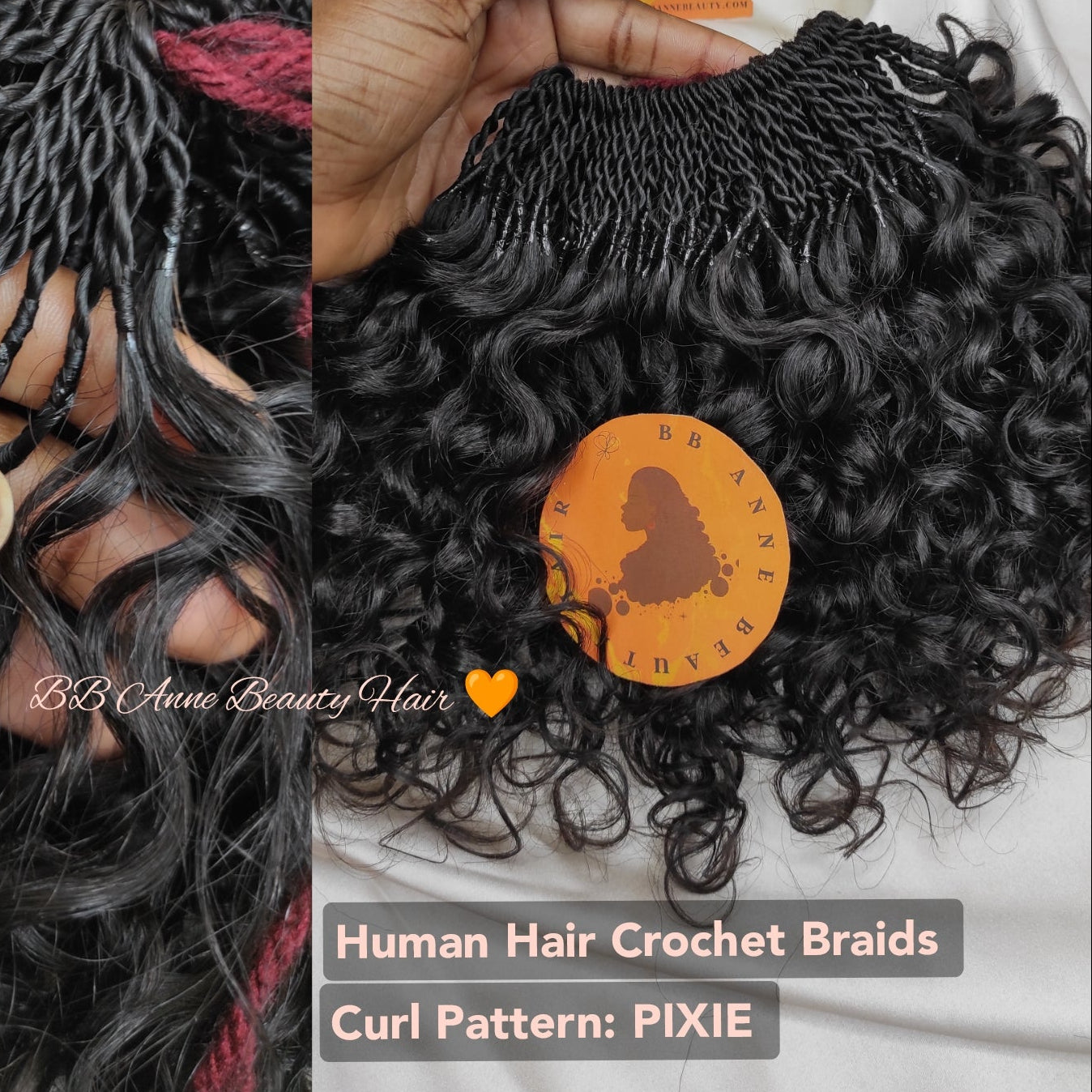 Pre-looped human hair, half braided crochet braids for people sensitive or allergic to synthetic hair. Feather braids