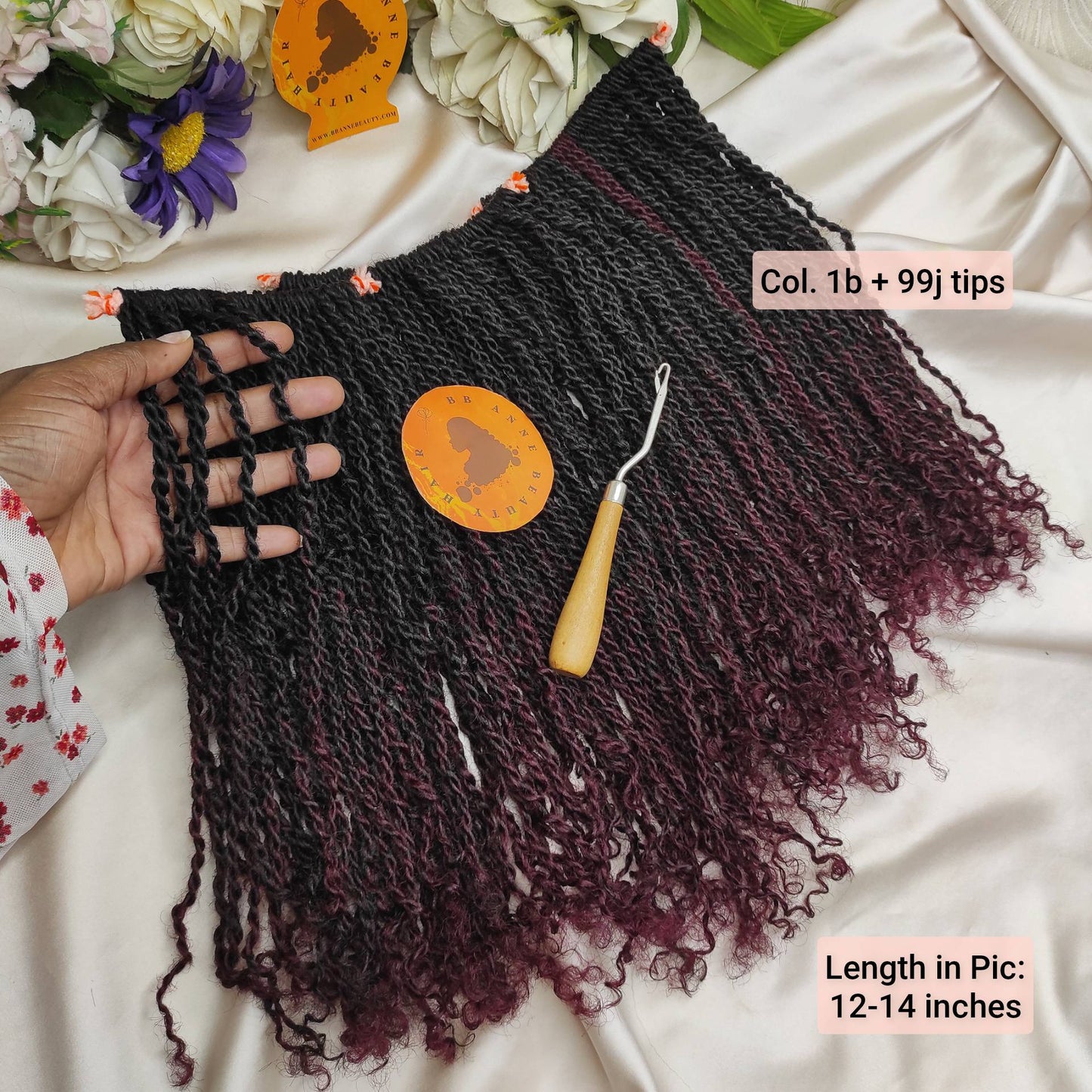 Afro Kinky Crochet Twists made from 100% human hair – natural black twist bundle close-up