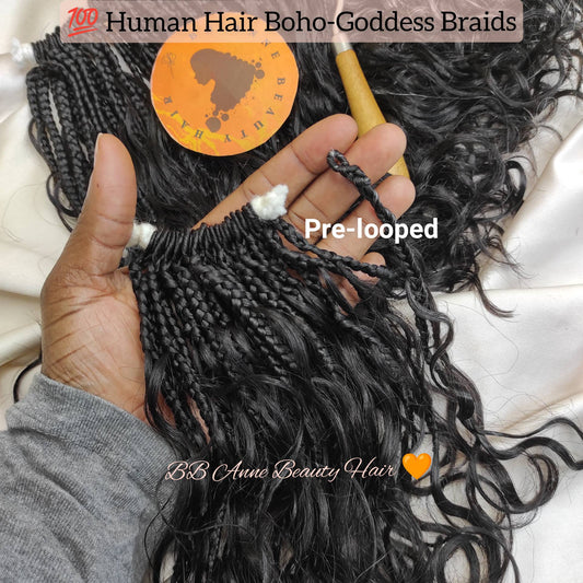 Tranças BOHO-GODDESS com volume extra || Cachos de cabelo humano || Tranças de crochê