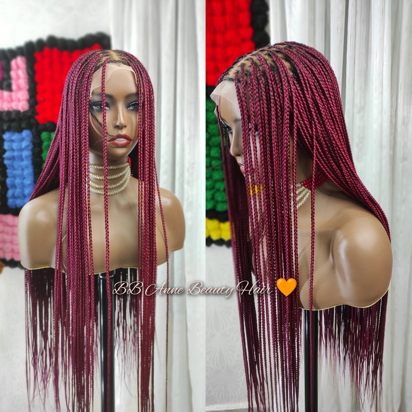 30" KNOTLESS BRAIDS | 6x6 Big Closure| BURGUNDY | READY-TO-SHIP