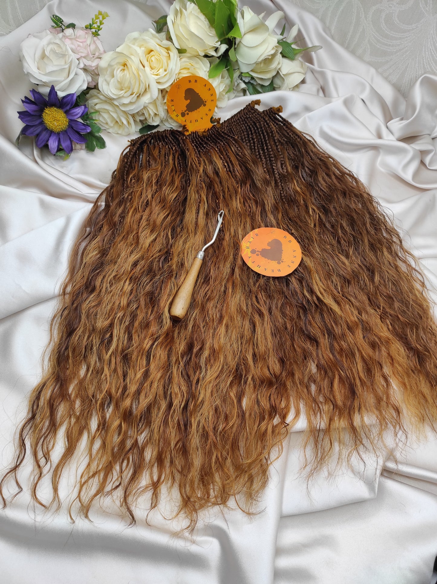Auburn Blend BOHO-GODDESS Braids 3X || Human Hair Curls || Crochet Braids