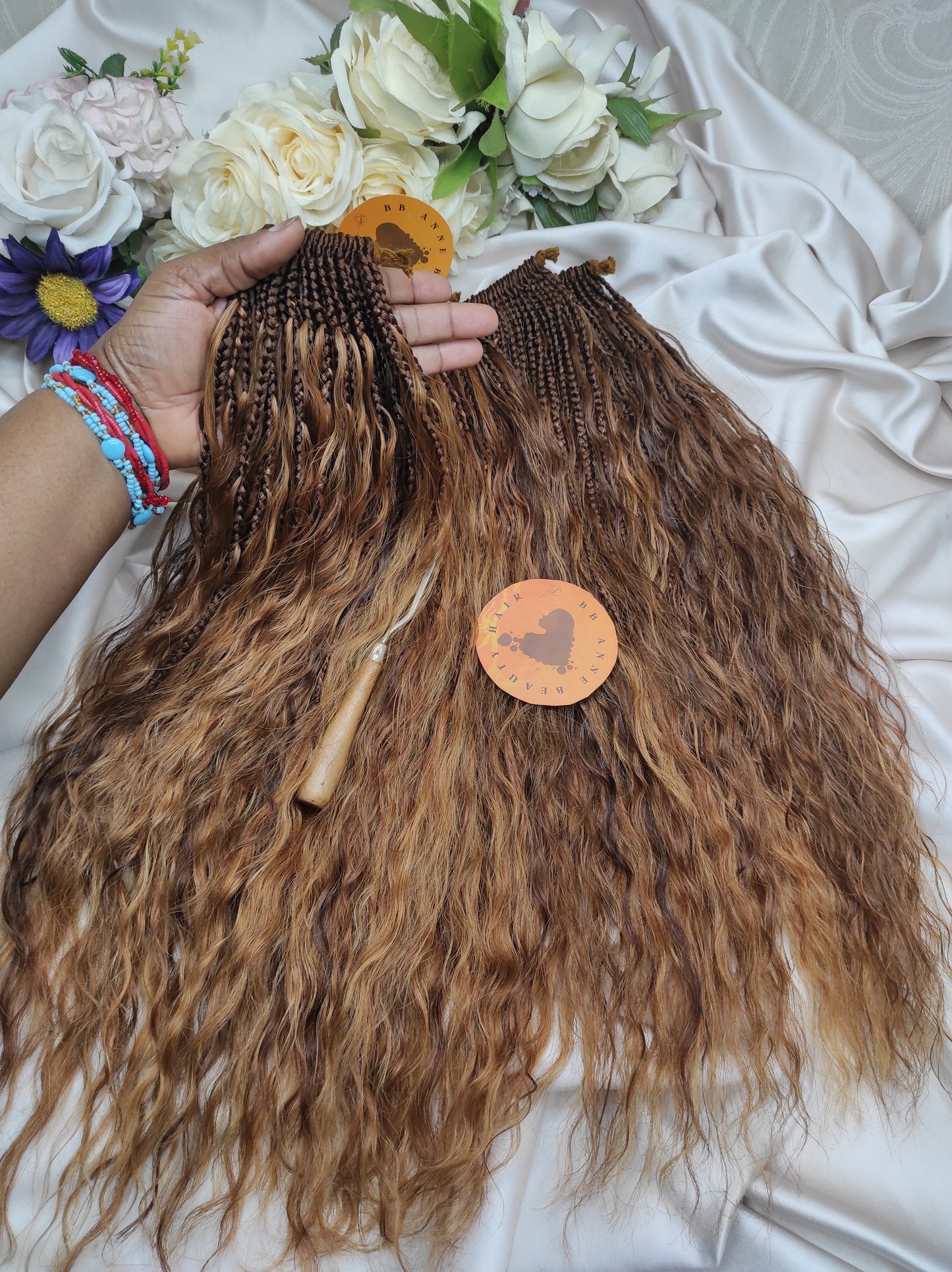 Auburn Blend BOHO-GODDESS Braids 3X || Human Hair Curls || Crochet Braids