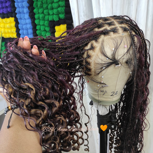 CURLY BOHO Braided Frontal/ Topper | 100% Human Hair Curls