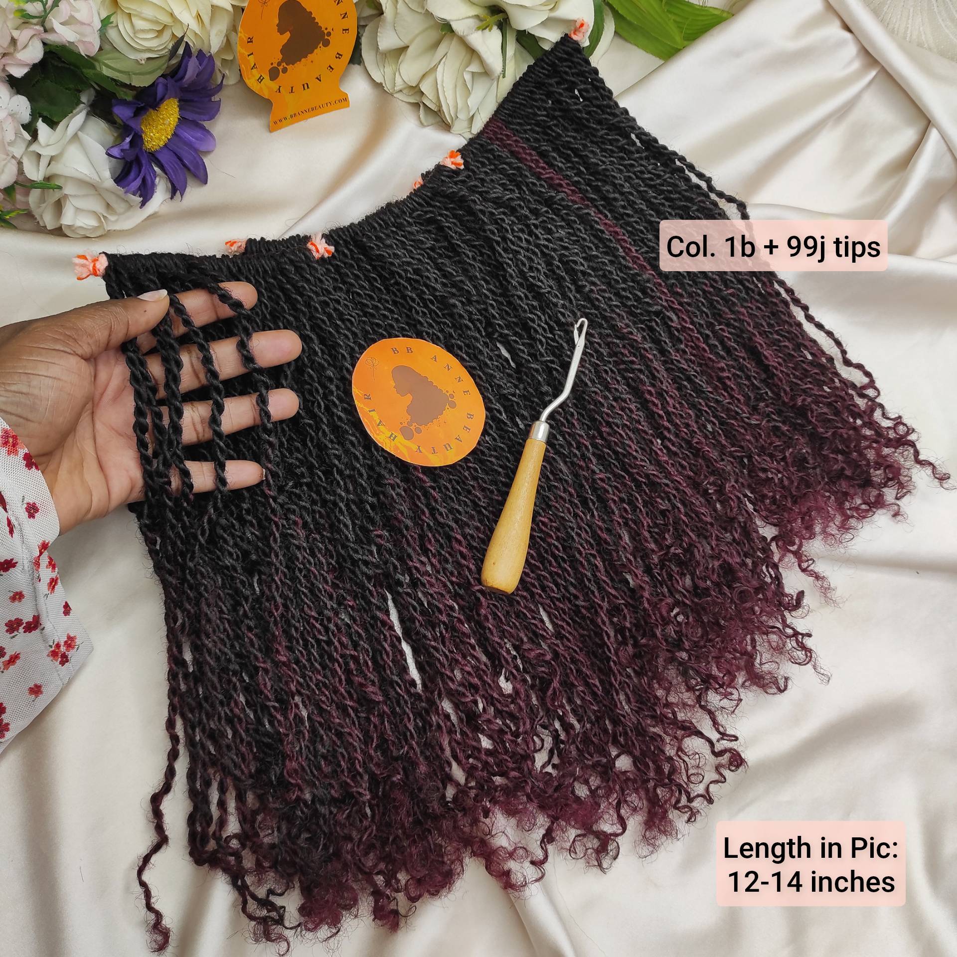 Afro Kinky Crochet Twists made from 100% human hair – natural black twist bundle close-up