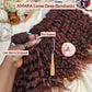 Pre-looped synthetic hair with a comb and decorative elements on a floral background