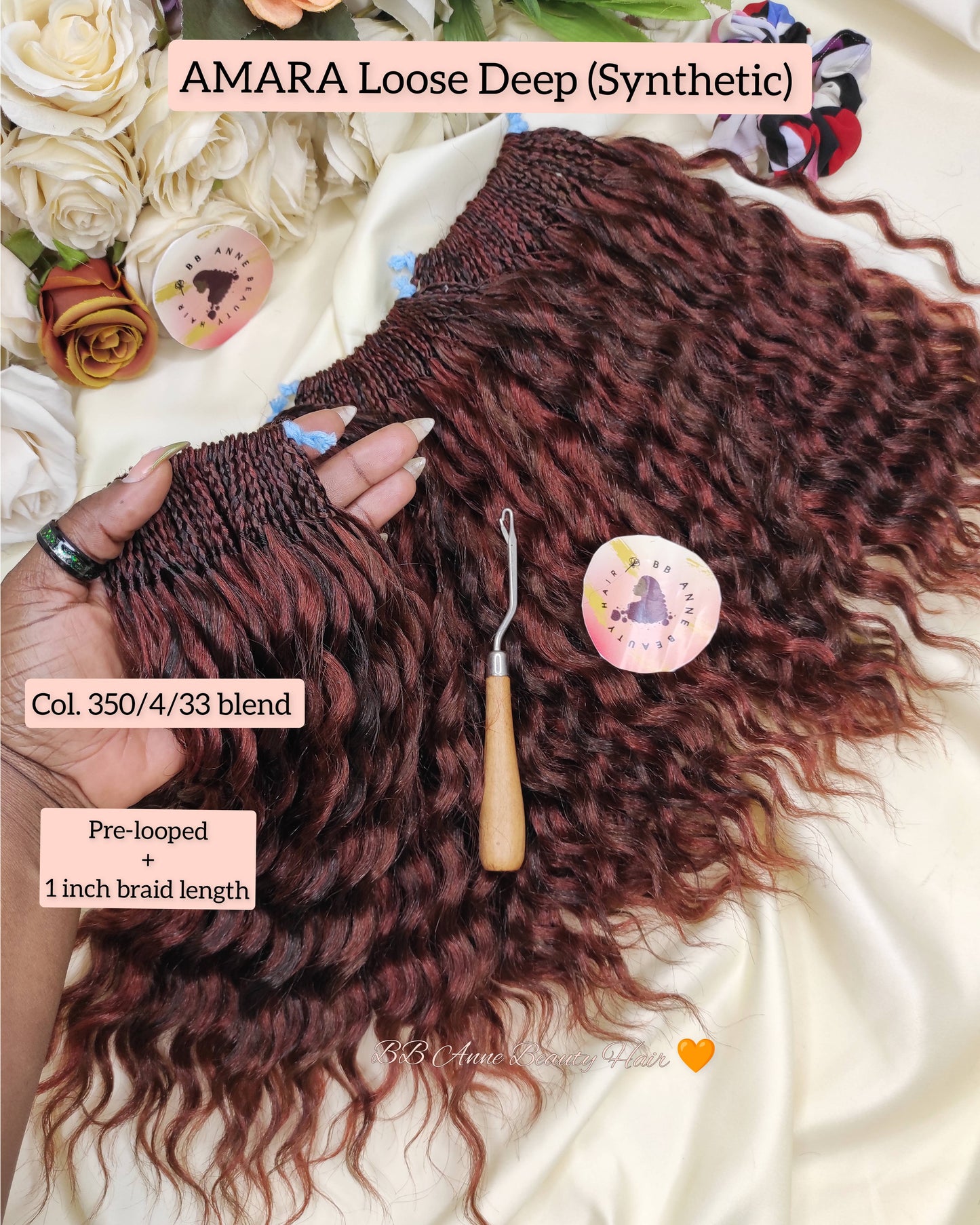 AMARA Loose Deep Curls || Pre-Braided Synthetic Fibre Crochet Braids