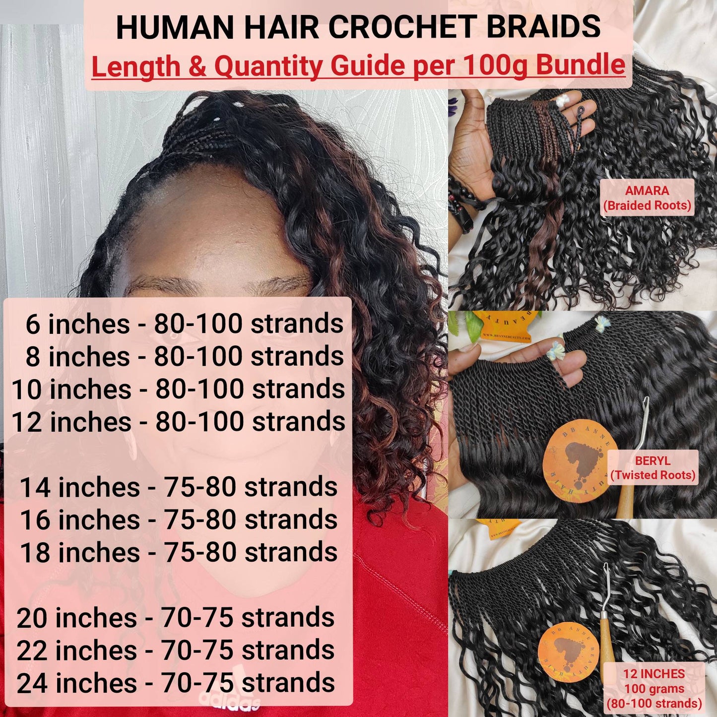 Tranças de crochê AMARA 100% cabelo humano || Cachos DEEP WAVE