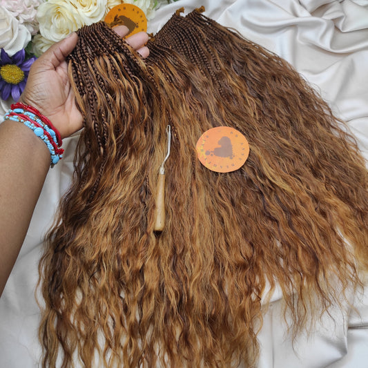 Auburn Blend BOHO-GODDESS Braids 3X || Human Hair Curls || Crochet Braids