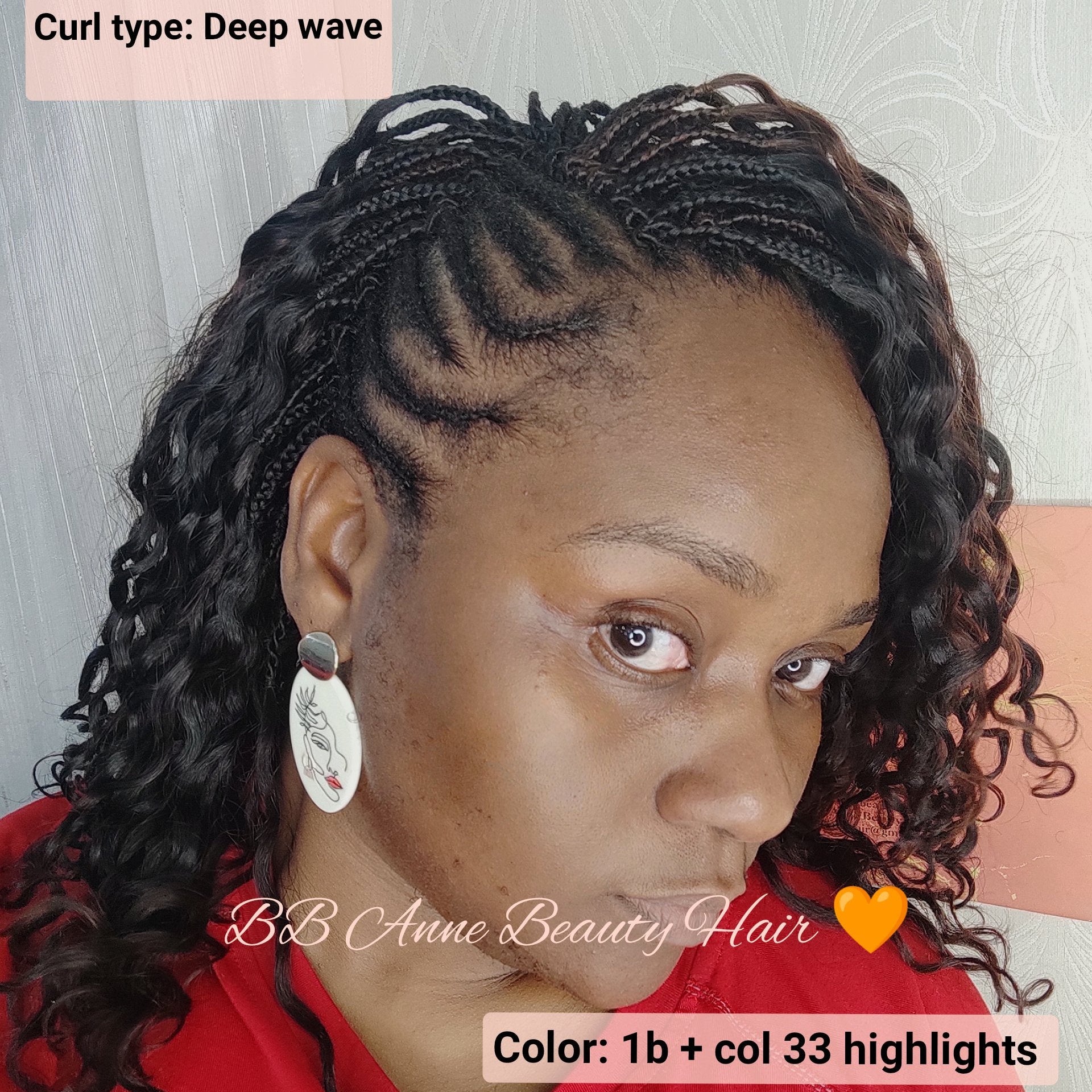 'AMARA Curl type: Deep wave' and note the color as '1b + col 33 highlights'.